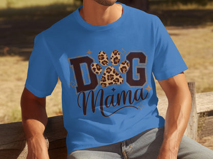 Dog Mama Paw Print Leopard Design T-Shirt for Pet Lovers