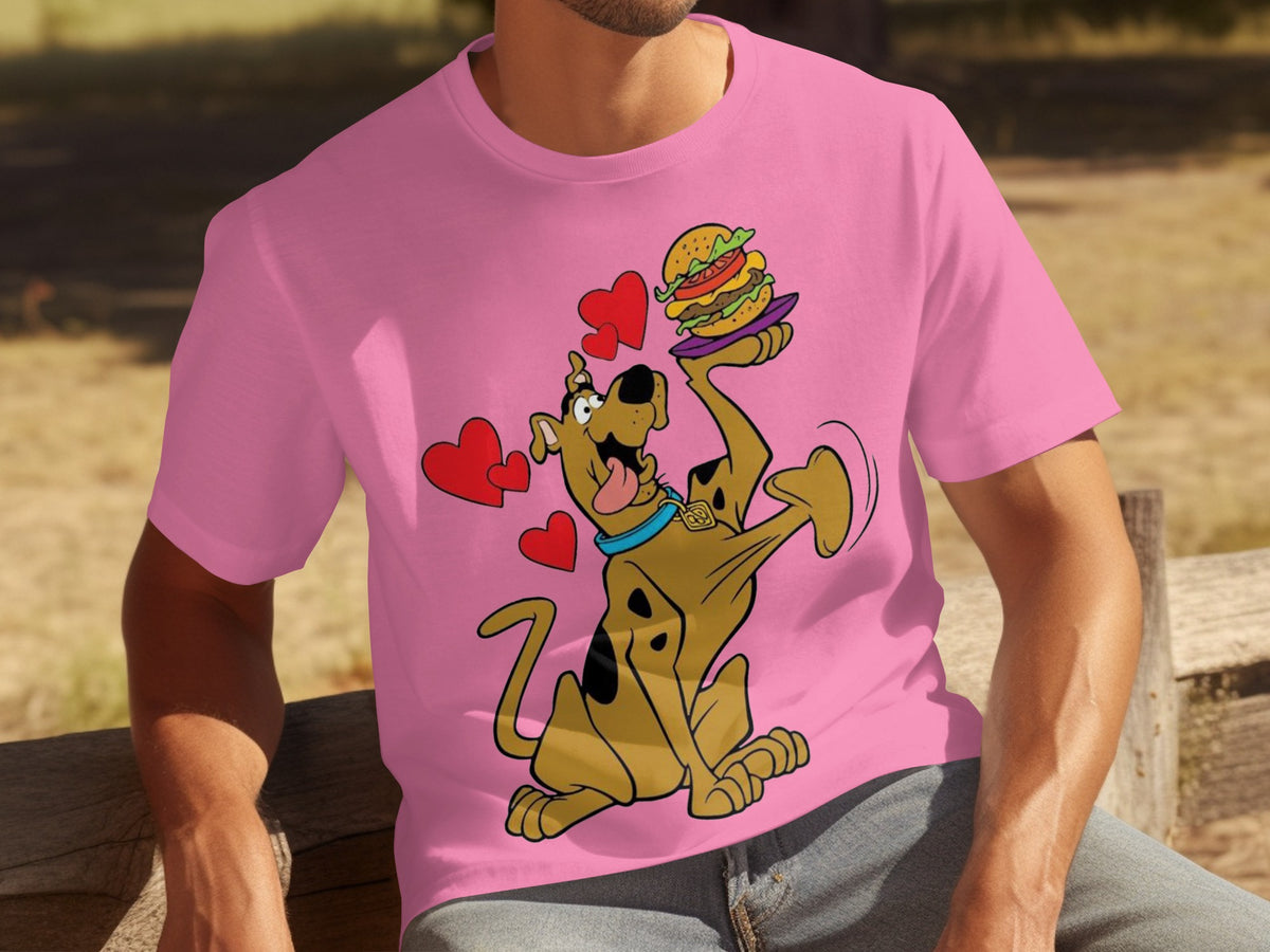 Scooby-Doo Pink Shirt with Heart and Burger Design Shirt