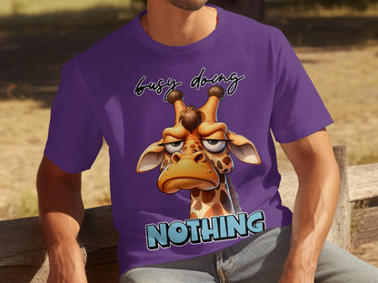 Busy Doing Nothing Giraffe Graphic Tee Shirt
