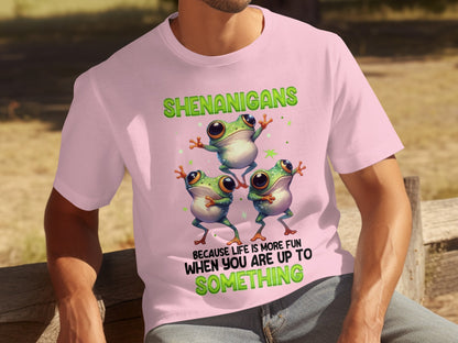 Shenanigans Fun Frogs Up to Something Graphic Shirt