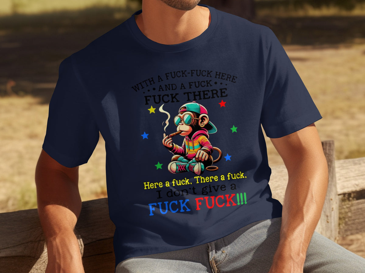 Funny Explicit Monkey With Text Design Casual Tee Shirt