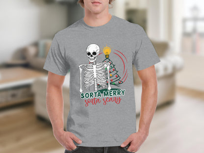 Sorta Merry Sorta Scary Skeleton Holiday Shirt