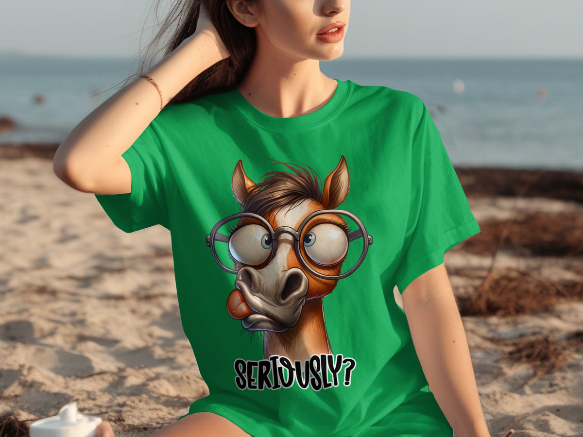 Seriously Glasses Horse Comical Graphic T-shirt