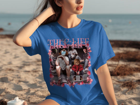 Thug Life Graphic Tee Featuring Masked Characters