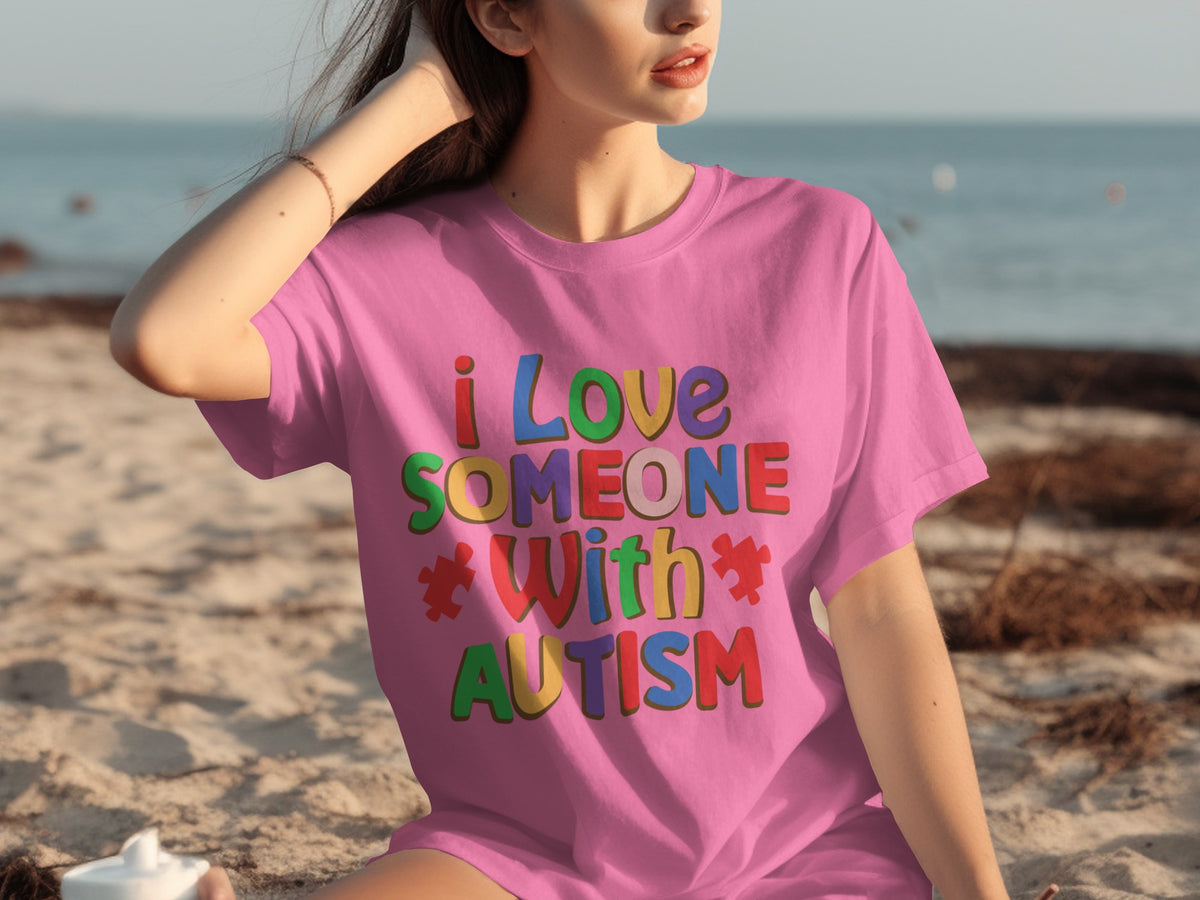 I Love Someone With Autism Colorful Text Shirt