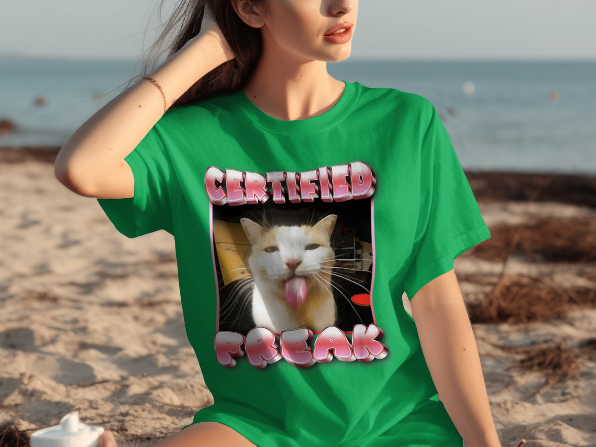 Certified Freak Funny Cat Graphic T-shirt for Casual Wear