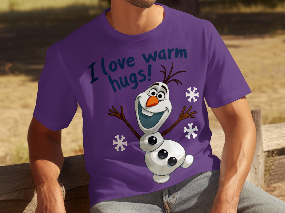 I Love Warm Hugs Olaf Character Purple T-shirt