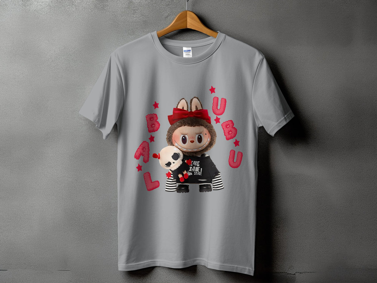 Gray t-shirt with a plush toy character and the text "WE ARE THE MONSTERS".