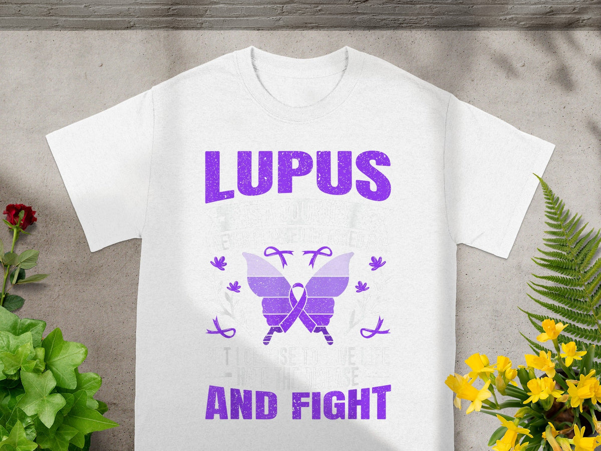 Lupus Awareness Butterfly Fight Graphic T-Shirt