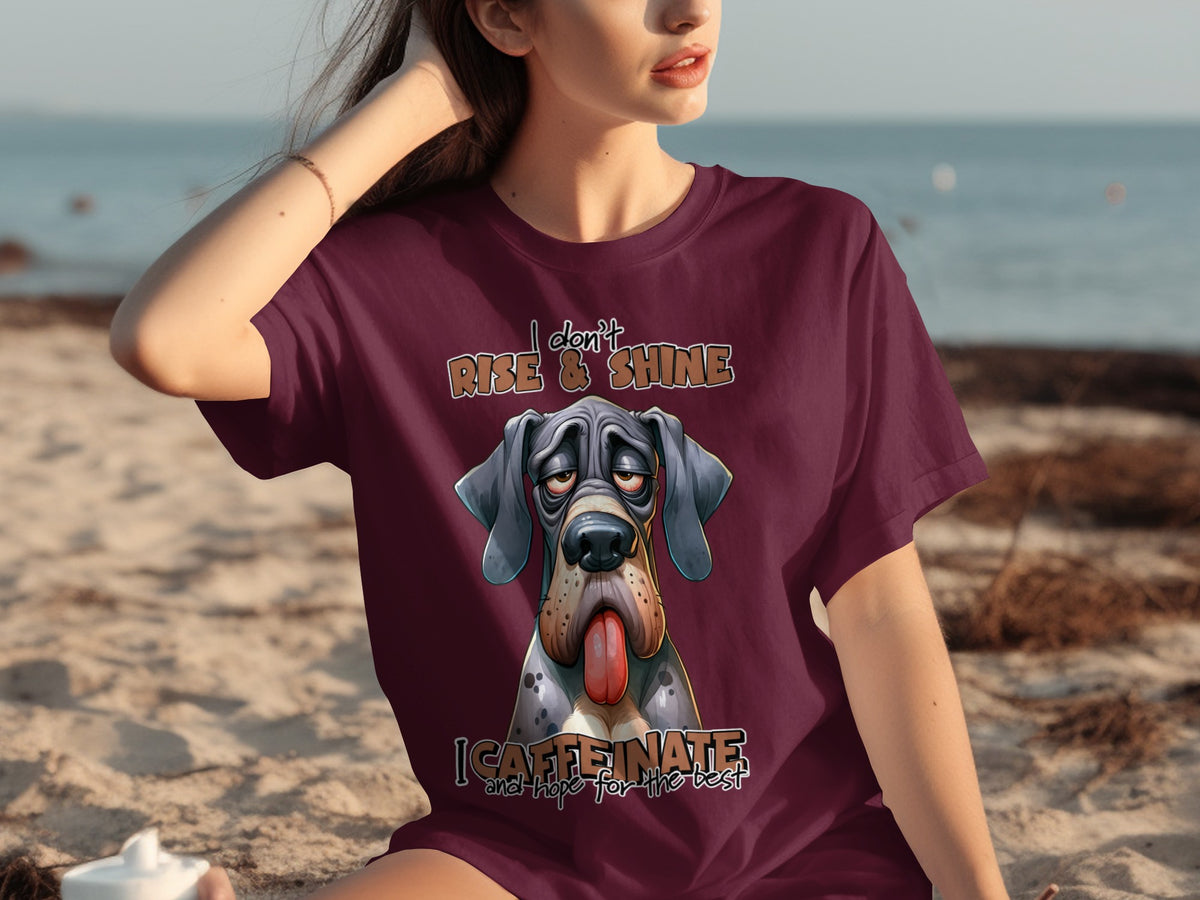 I Don't Rise and Shine I Caffeinate Funny Dog T-shirt