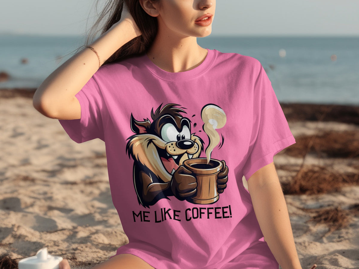 Me Like Coffee Funny Cartoon Graphic T-Shirt