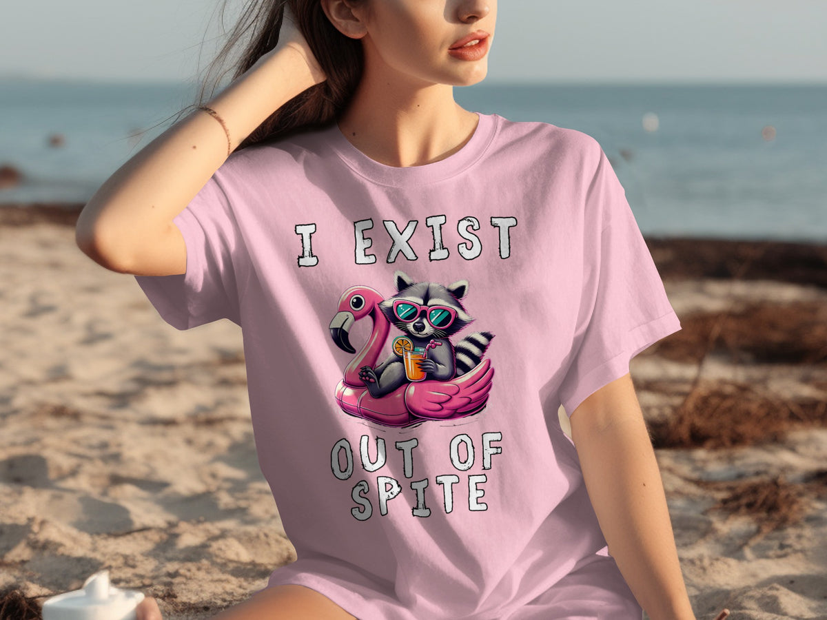 I Exist Out Of Spite Raccoon Flamingo T-Shirt