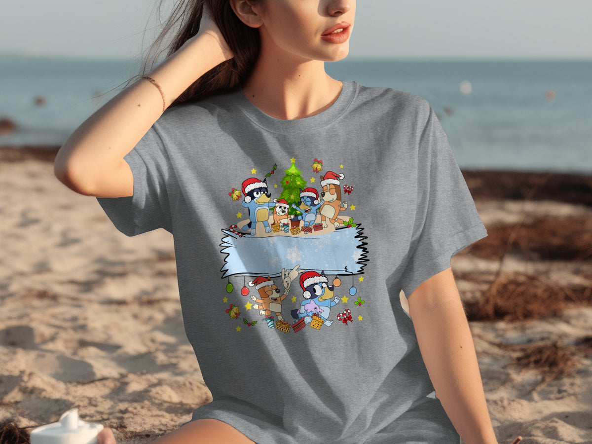 Cartoon Christmas Penguins and Presents Fun Shirt