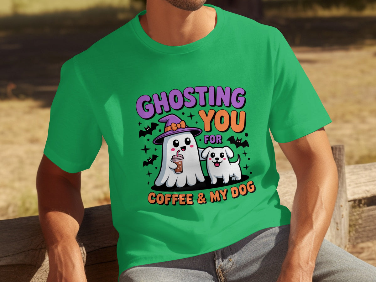 Ghosting You For Coffee & My Dog Fun Halloween Shirt