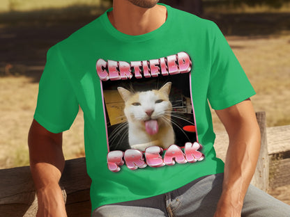 Certified Freak Cat T-Shirt with Humorous Design