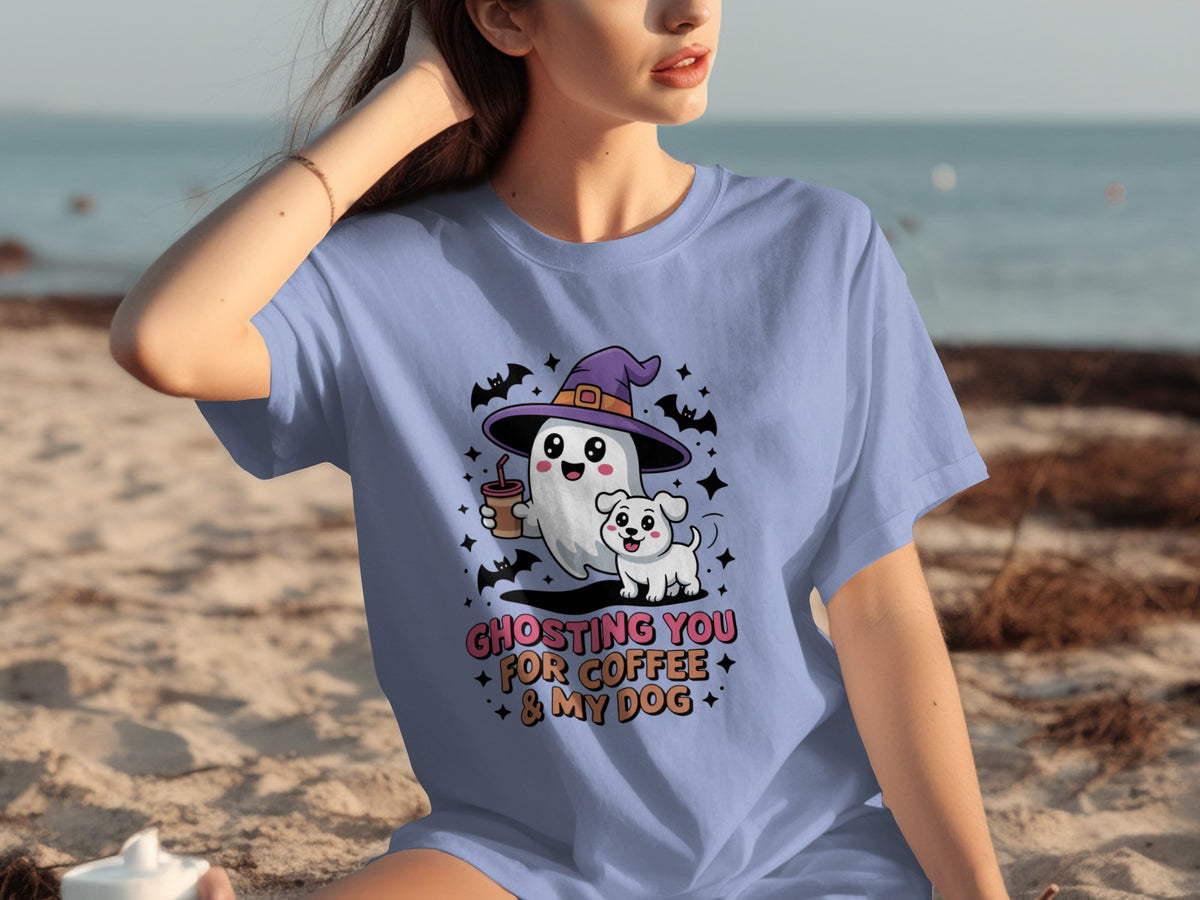 Ghosting You For Coffee And My Dog Funny T-Shirt