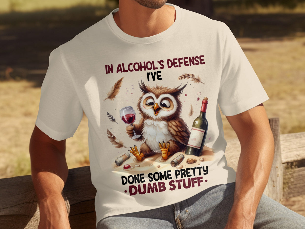 In Alcohol's Defense Funny Owl Drinking T-Shirt