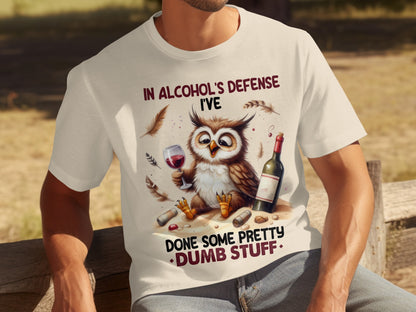 In Alcohol's Defense Funny Owl Drinking T-Shirt
