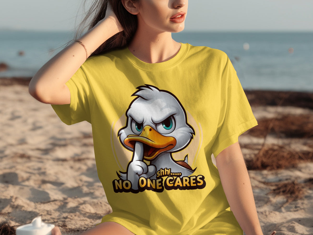 Shhh No One Cares Duck Graphic T-Shirt