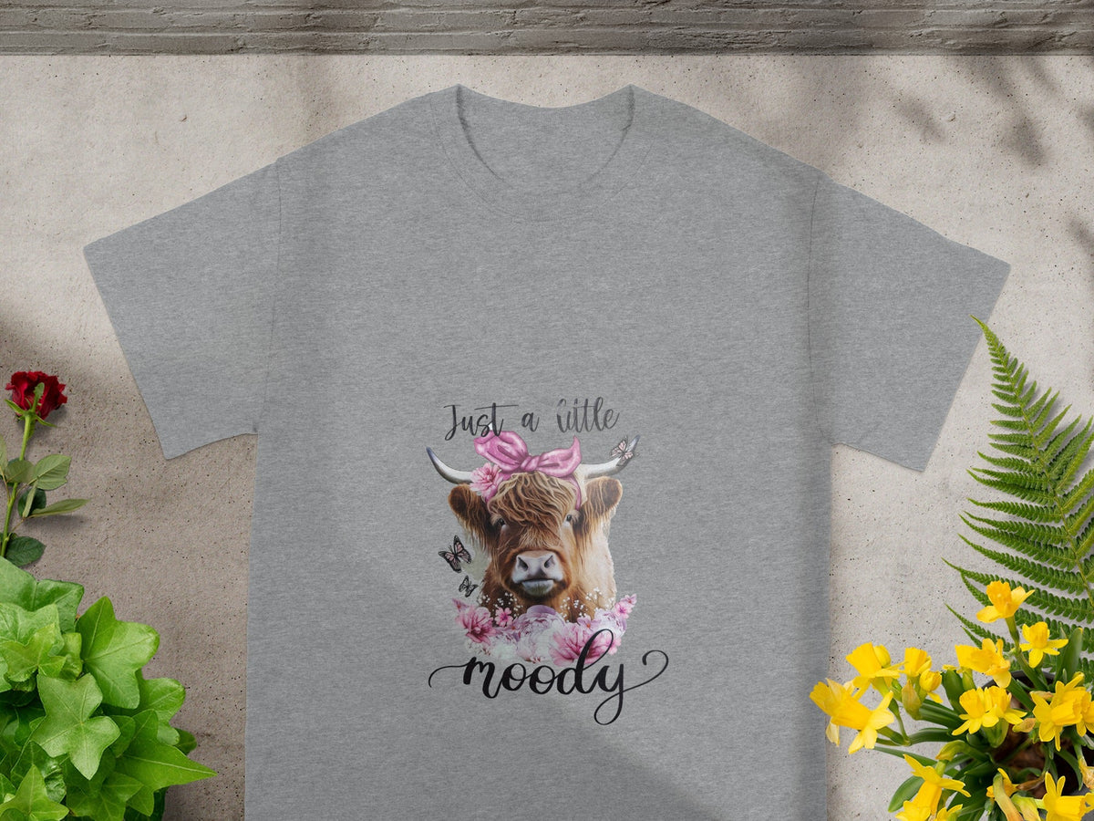 Just a Little Moody Cute Cow Graphic T-shirt