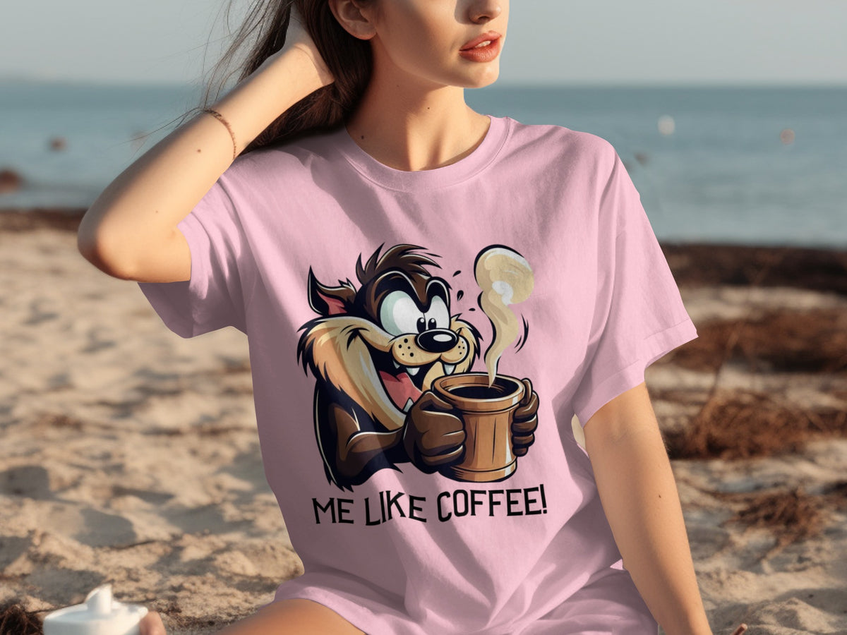 Me Like Coffee Cartoon Graphic Tee for Casual Wear