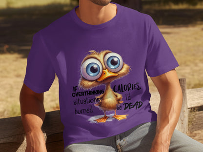 Funny Big Eyed Bird Overthinking Burned Calories Shirt