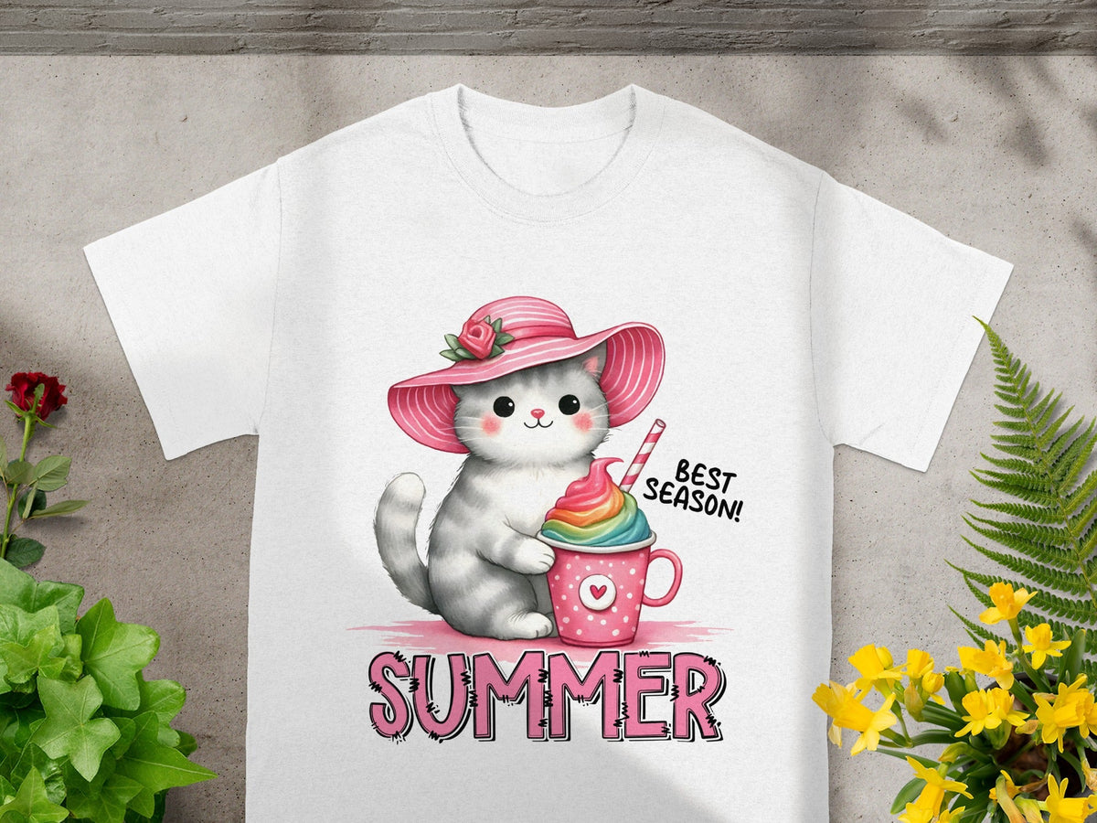 Cute Cat in Hat Summer Best Season T-Shirt