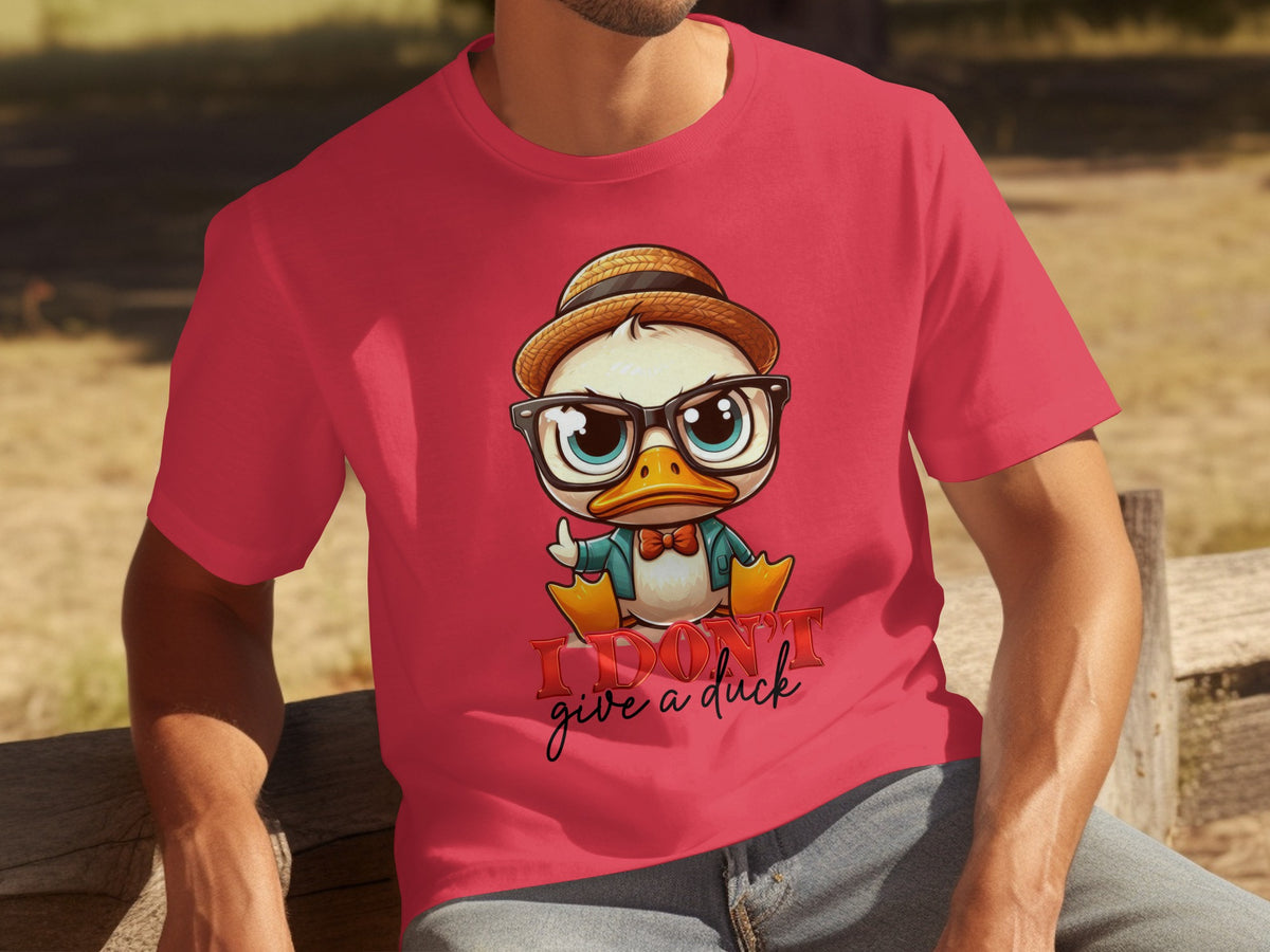 I Don't Give a Duck Nerdy Cartoon Duck T-shirt