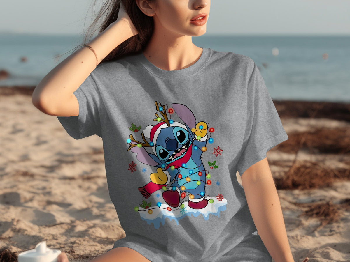 Festive Stitch Holiday Light Graphic T-Shirt