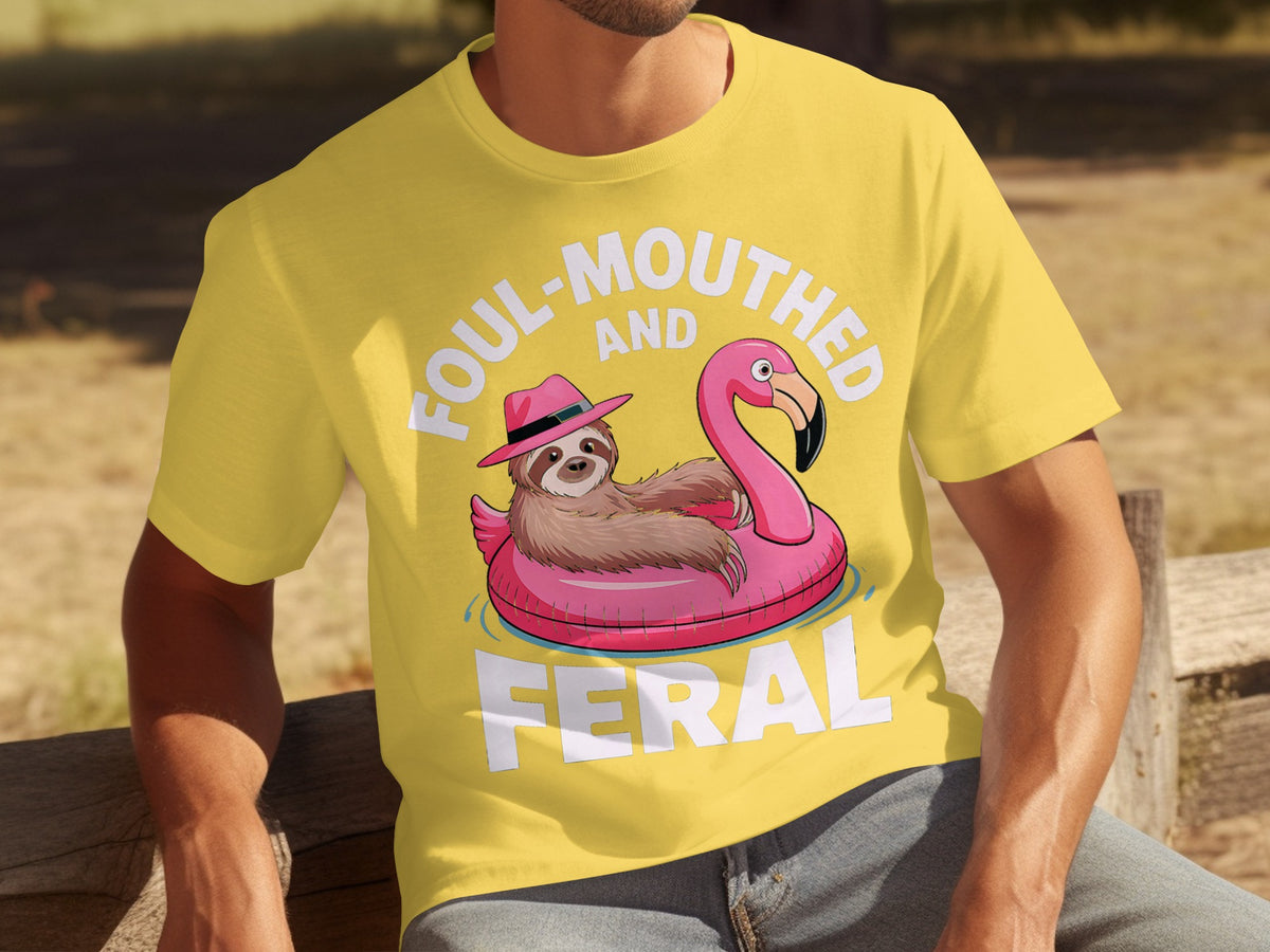 Foul-Mouthed And Feral Sloth with Flamingo Shirt