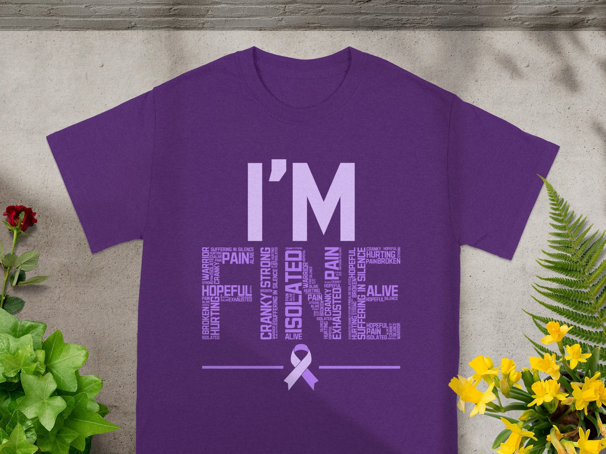 Inspirational Purple Ribbon Support Message T-Shirt