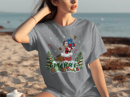 Merry Christmas Santa Claus and Reindeer T-Shirt