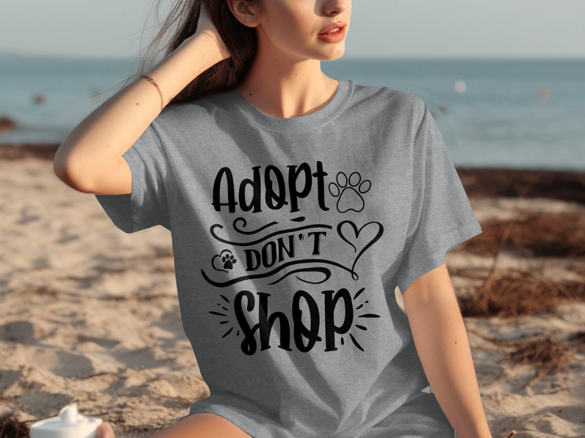 Adopt Don't Shop Graphic Tee Ideal Casual T-Shirt