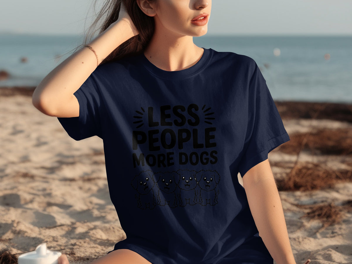 Less People More Dogs Graphic Tee Casual Top