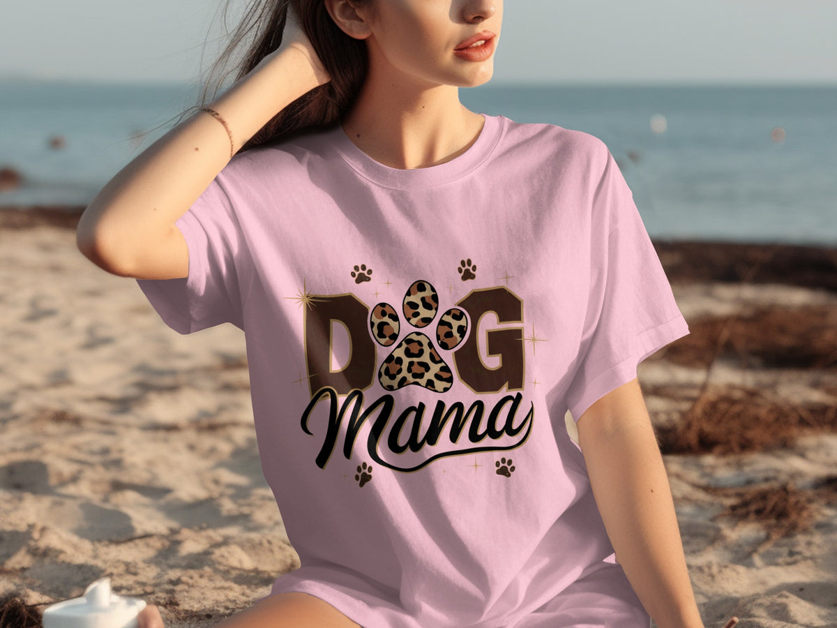 Dog Mama T-Shirt with Paw Prints Design