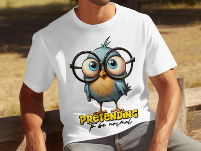Pretending To Be Normal Funny Owl Cartoon T-Shirt