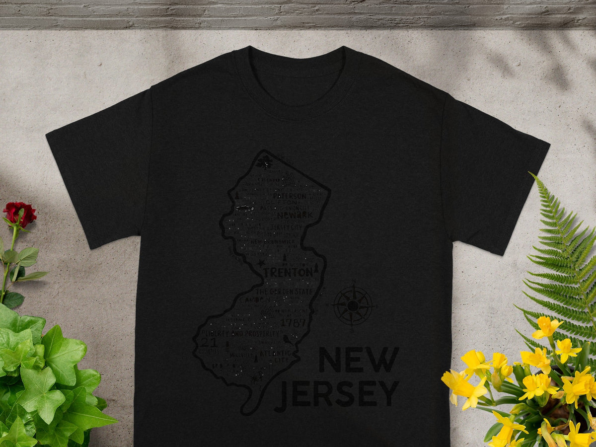 New Jersey State Map Design Clothing Top Shirt