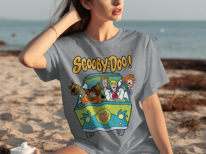 Scooby-Doo Cartoon Characters in Van Graphic Shirt