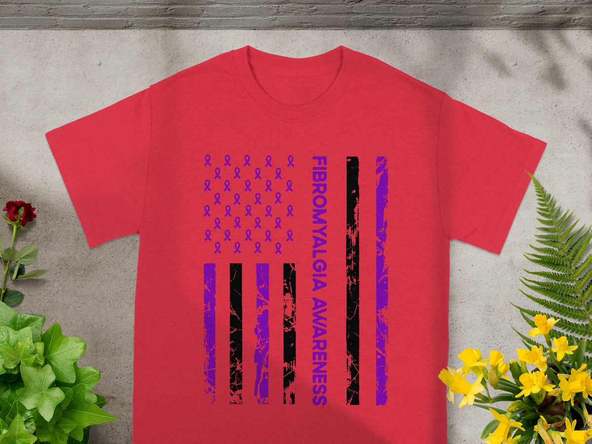 Fibromyalgia Awareness American Flag Design Shirt