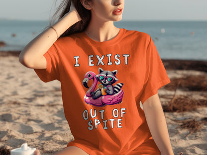 I Exist Out of Spite Raccoon Flamingo T-Shirt