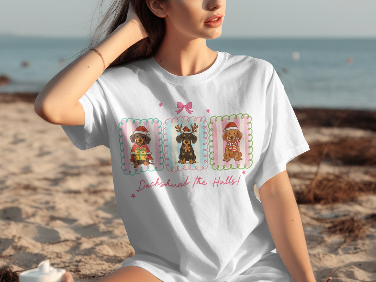 Dachshund the Halls Cute Holiday Dachshund T-Shirt