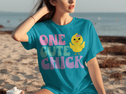 One Cute Chick Graphic Tee with Yellow Chick Design