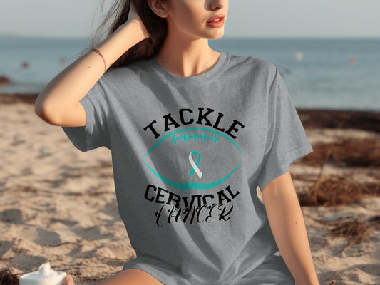 Tackle Cervical Cancer Awareness Graphic Tee Shirt