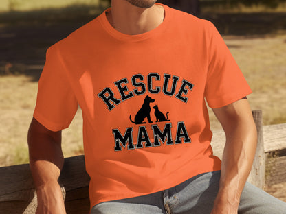 Rescue Mama Graphic Cat and Dog Print T-shirt