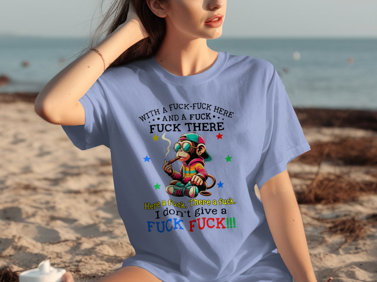Funny Colorful Swear Words Monkey Design T-Shirt
