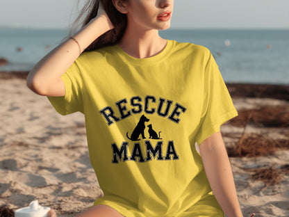 Rescue Mama T-shirt for Pet Lovers Casual Wear