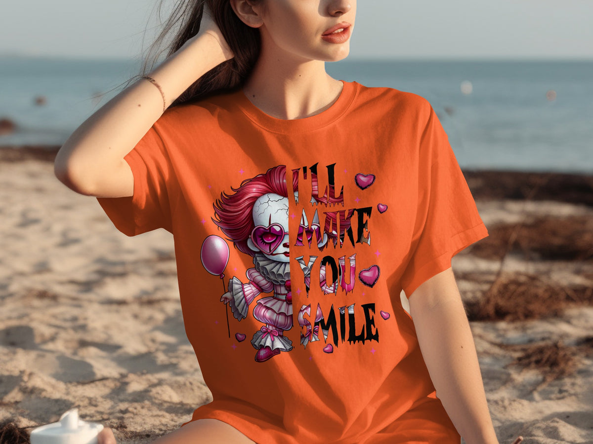 I'll Make You Smile Creepy Clown Graphic T-Shirt