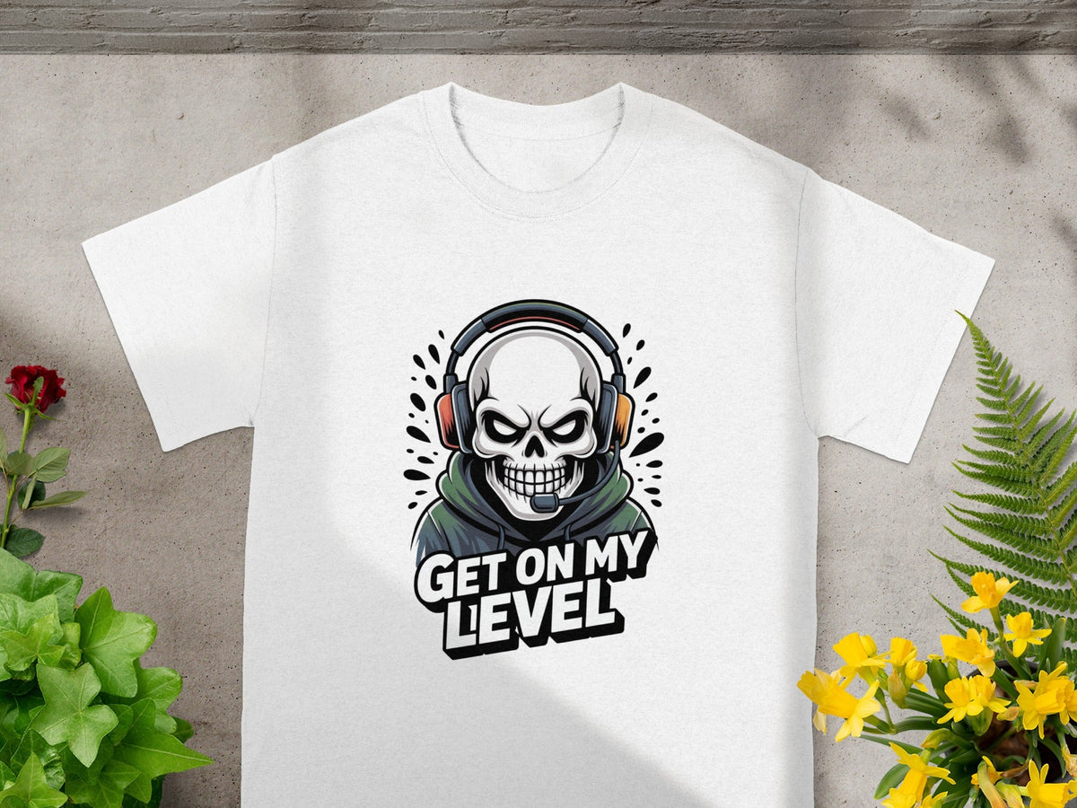 Get On My Level Skull Gamer Headphones T-Shirt