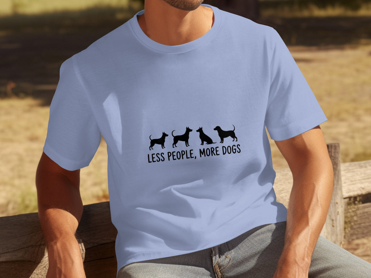 Less People More Dogs Silhouette Graphic Tee Shirt