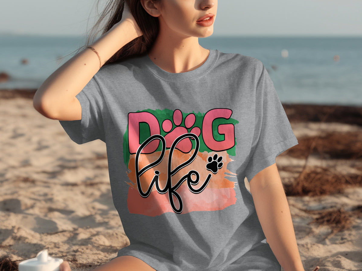 Dog Life Colorful Design T-Shirt for Pet Lovers